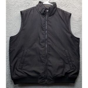 Chaps Jacket Mens XL Black Fleece Lined Sleeveless Mock Neck Pockets Full Zipper
